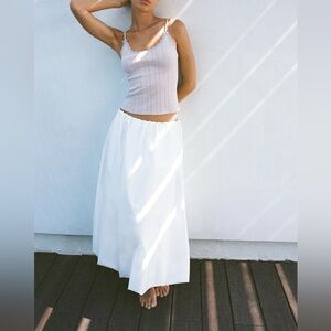 NWT Zara white balloon bubble hem midi skirt